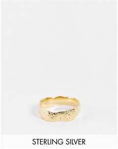 Кольцо из стерлингового серебра с эффектом расплавленного золота и позолотой 14 карат Asos design