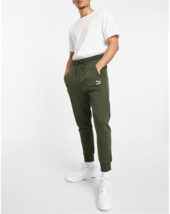 Трикотажные штаны темно зеленого цвета Classics Tech Puma