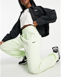 Лаймово зеленые флисовые джоггеры в стиле oversized Nike