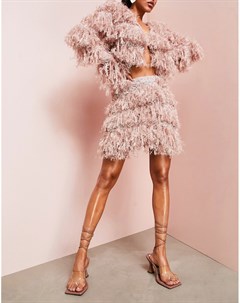 Розовая юбка с отделкой из искусственных перьев от комплекта Asos luxe