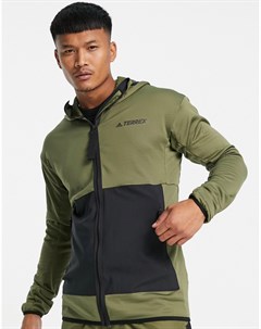 Флисовая куртка на подкладке с капюшоном цвета хаки adidas Terrex Adidas performance