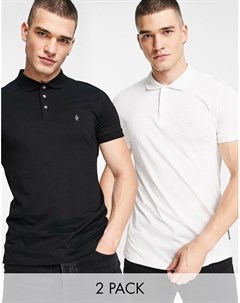 Набор из 2 футболок поло черного и белого цвета French connection
