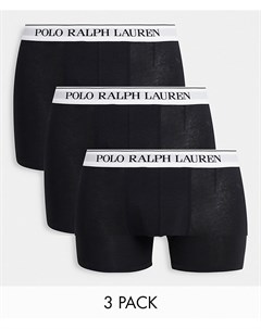 Набор из 3 черных боксеров брифов с белым контрастным поясом и логотипом Polo ralph lauren