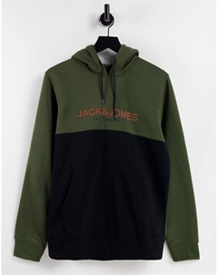 Худи цвета хаки в стиле колор блок Essentials Jack & jones