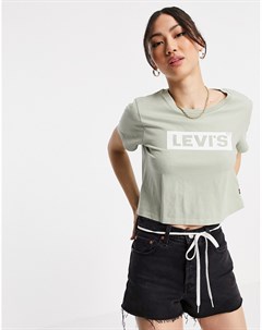 Зеленая укороченная футболка с логотипом Levi's®