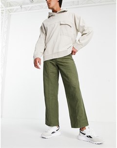 Плотные брюки цвета хаки с широкими штанинами Asos design