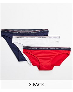 Набор из 3 темно синих белых и красных трусов бикини с логотипом Essentials Tommy hilfiger