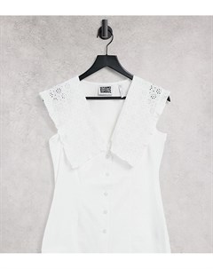 Белая рубашка без рукавов с броским воротником Inspired Reclaimed vintage