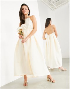 Свадебное платье с халтером плиссировкой и низким вырезом на спине Clementine Asos edition