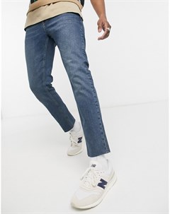 Синие узкие эластичные джинсы с необработанными краями Asos design