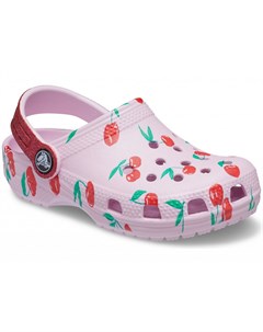 Сабо для девочек Kids Classic Food Print Clog Ballerina Pink Crocs