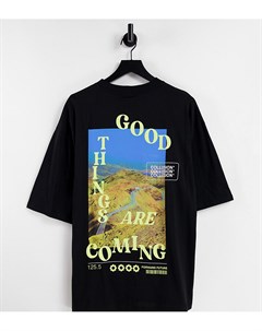 Черная oversized футболка с принтом Good Times Collusion