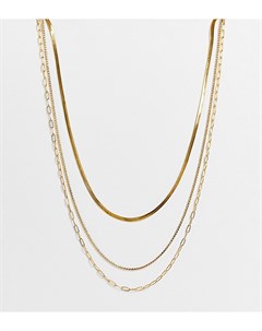 Многоярусное ожерелье с покрытием из 14 каратного золота с цепочкой из мелких кристаллов Asos design