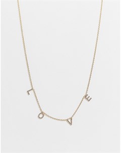 Золотистое ожерелье со словом Love из букв с маленькими кристаллами Asos design