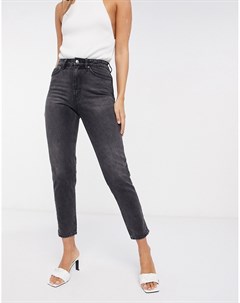 Черные выбеленные джинсы в винтажном стиле с завышенной талией Vero moda