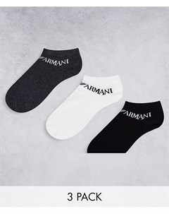 Набор из 3 пар спортивных носков черного белого и серого цветов Emporio armani bodywear