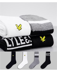 Подарочный набор из 4 пар носков темно синего серого белого цвета с логотипом Albert Lyle & scott bodywear