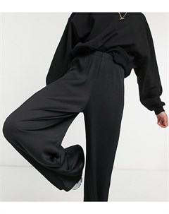 Черные плиссированные брюки с широкими штанинами ASOS DESIGN Tall Asos tall