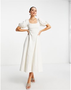 Белое платье миди с декоративными швами и открытой спиной Princess & other stories
