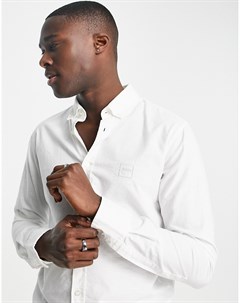 Белая узкая рубашка с длинными рукавами Mabsoot Boss