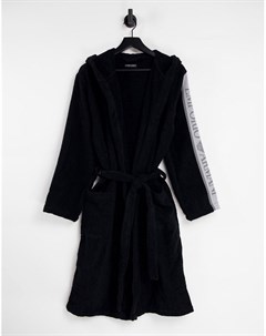 Черный халат с тесьмой на рукавах Emporio armani bodywear