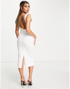 Белое платье миди с пуговицами сзади Asos design