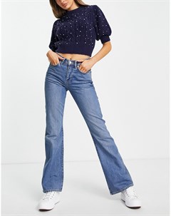 Синие джинсы из органического хлопка с легким клешем в стиле 70 х Sway Weekday