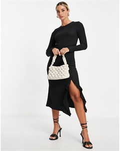 Черное платье миди с оборками Vero moda