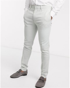Голубые супероблегающие брюки с добавлением шерсти wedding Asos design