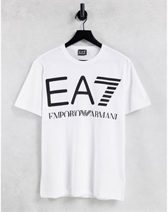 Белая футболка с крупным логотипом Armani Train Ea7
