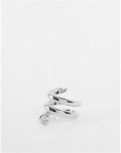 Серебристое кольцо с дизайном в виде скрученного гвоздя Topshop