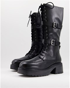 Высокие кожаные ботинки премиум класса черного цвета Camden Asos design