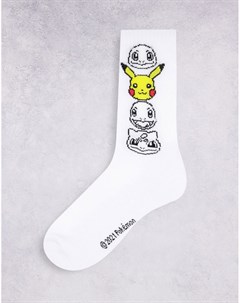 Белые спортивные носки с персонажами из мультфильма Покемон Asos design