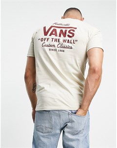 Кремовая футболка с принтом на спине Holder St Vans