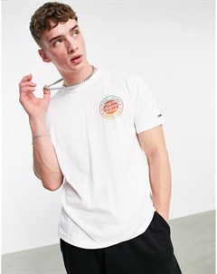 Белая футболка с круглым логотипом спереди и на спинке Tommy jeans