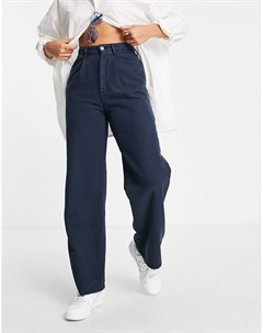 Свободные брюки в винтажном стиле из темно синего жатого хлопка Asos design