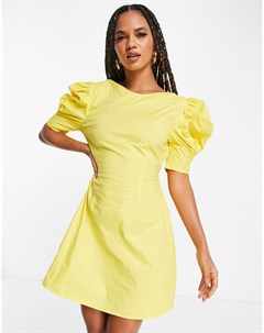 Желтое платье мини с открытой спинкой Na-kd