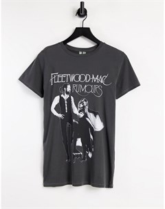 Темно серая oversized футболка с принтом Fleetwood Mac Asos design