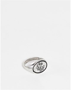 Серебристое кольцо с изображением цветка Asos design