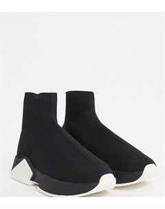 Черные кроссовки с верхней частью в форме носка для широкой стопы Wide Fit Della Asos design