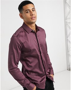 Приталенная сатиновая рубашка ягодного цвета Asos design