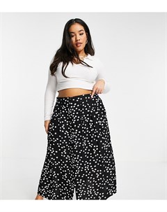 Черная юбка миди на пуговицах с принтом ромашек ASOS DESIGN Curve Asos curve