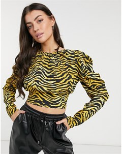 Блузка с длинными объемными рукавами и тигровым принтом Asos design
