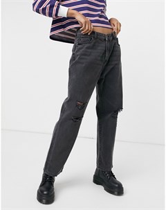 Черные выбеленные джинсы с рваной отделкой в винтажном стиле Brooke Noisy may