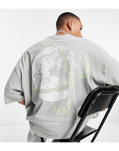Серая oversized футболка с принтом земного шара на спине ASOS Unrvlld Spply Asos design