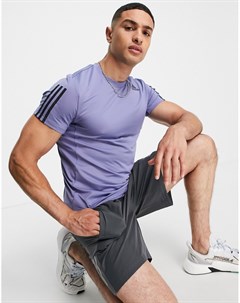 Фиолетовая футболка с тремя контрастными полосками adidas Training Adidas performance