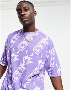 Oversized футболка фиолетового цвета со сплошным принтом Asos design