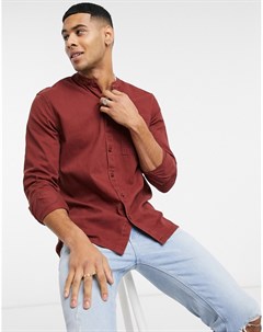 Рубашка рыжего цвета из твила с воротником стойкой на пуговицах New look