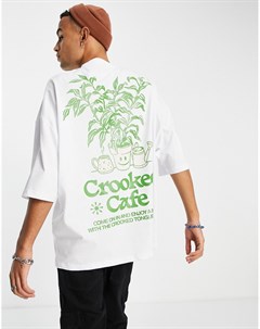 Белая футболка с принтом Crooked Cafe Crooked tongues