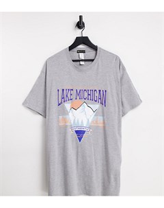 Oversized футболка с принтом Lake Michigan I Saw It First Plus I saw it first curve